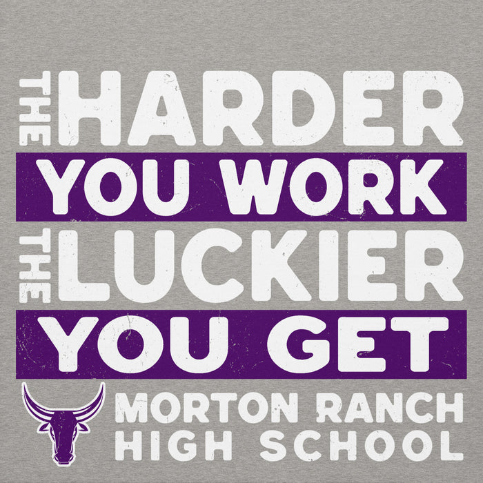 Back view of Morton Ranch High School Mavericks Premium Grey Unisex Hoodie 238