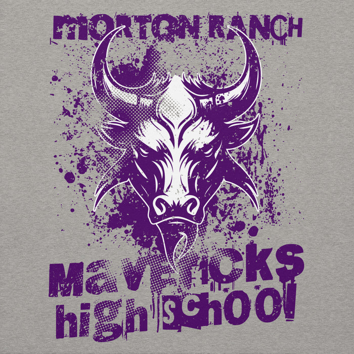 Close-up view of Morton Ranch High School Mavericks Premium Grey Unisex Hoodie 205