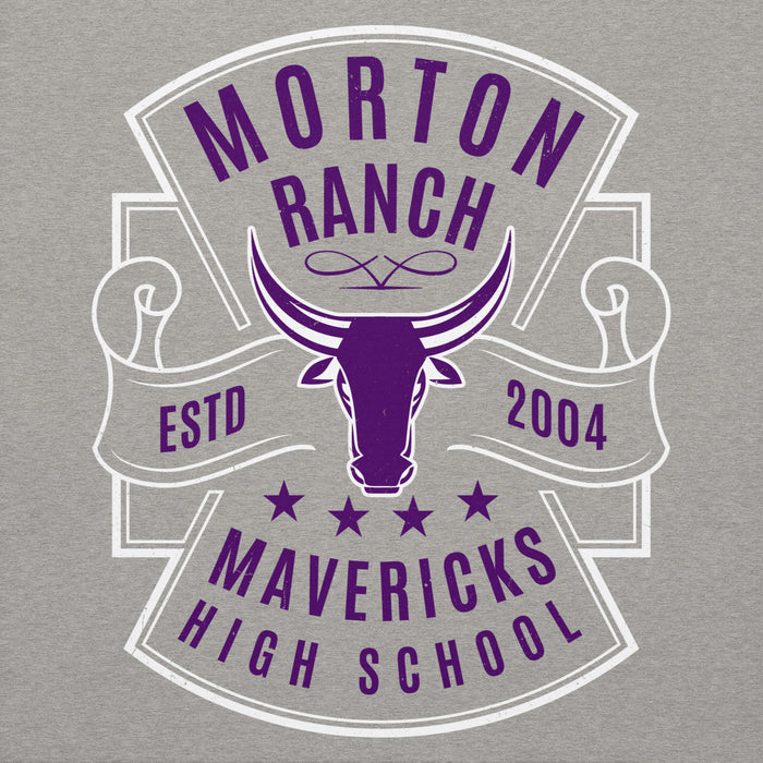 Close-up view of Morton Ranch High School Mavericks Premium Grey Unisex Hoodie 207