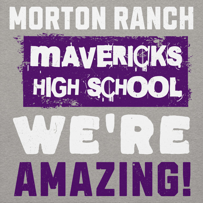 Close-up view of Morton Ranch High School Mavericks Premium Grey Unisex Hoodie 231