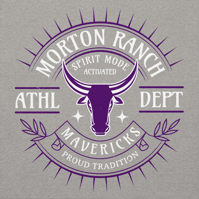 Close-up view of Morton Ranch High School Mavericks Premium Grey Unisex Hoodie 201