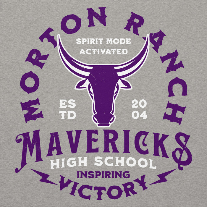 Close-up view of Morton Ranch High School Mavericks Premium Grey Unisex Hoodie 206