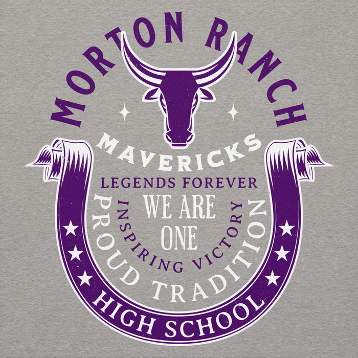 Close-up view of Morton Ranch High School Mavericks Premium Grey Unisex Hoodie 229
