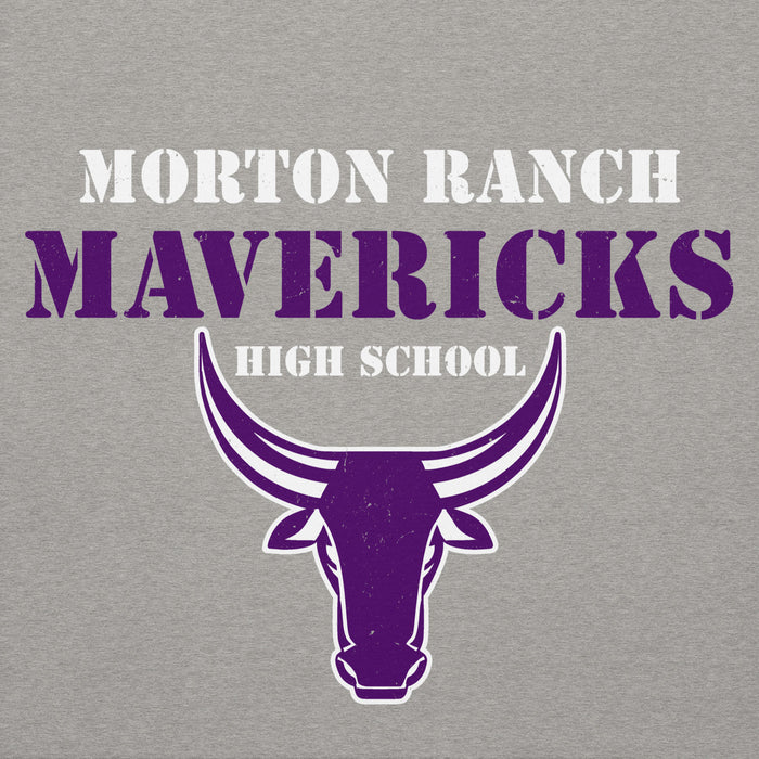 Close-up view of Morton Ranch High School Mavericks Premium Grey Unisex Hoodie 017