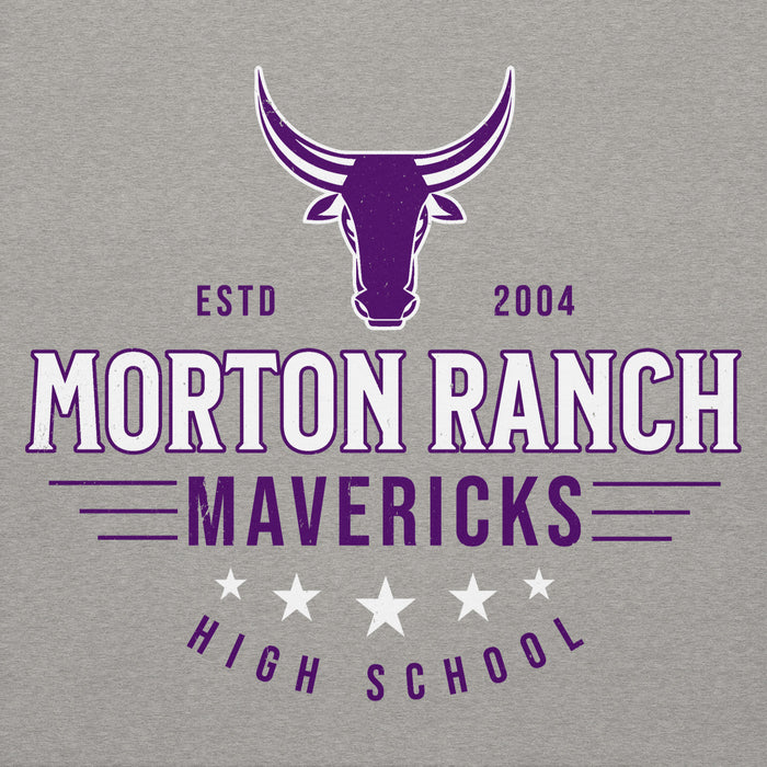 Close-up view of Morton Ranch High School Mavericks Premium Grey Unisex Hoodie 217
