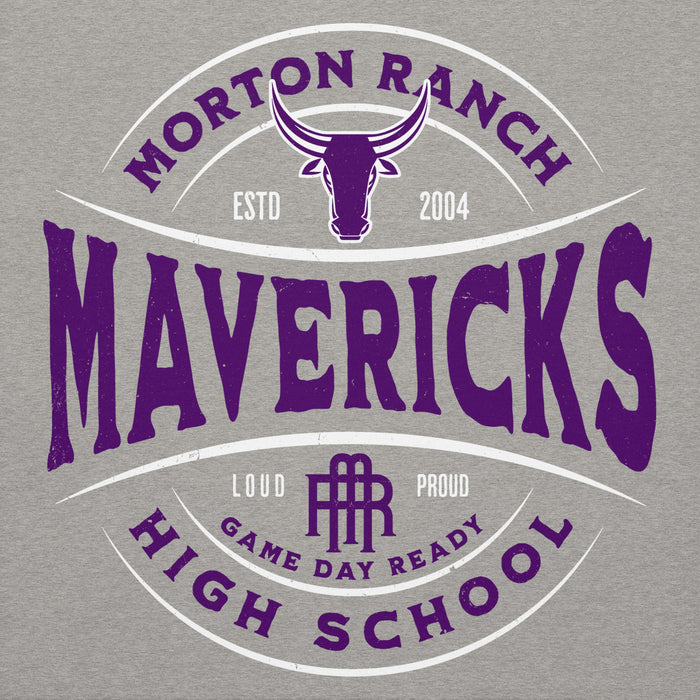 Close-up view of Morton Ranch High School Mavericks Premium Grey Unisex Hoodie 218