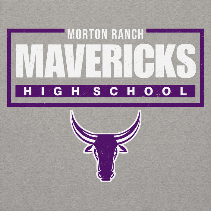 Close-up view of Morton Ranch High School Mavericks Premium Grey Unisex Hoodie 049