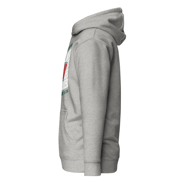 Side view of The Woodlands High School Highlanders Carbon Grey Premium Unisex Hoodie 223