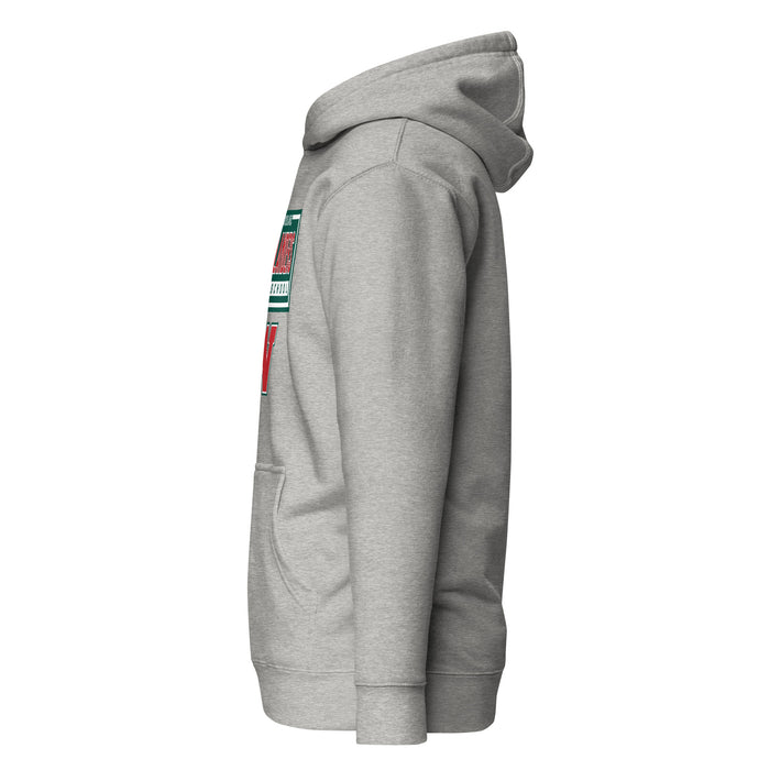 Side view of The Woodlands High School Highlanders Carbon Grey Premium Unisex Hoodie 049