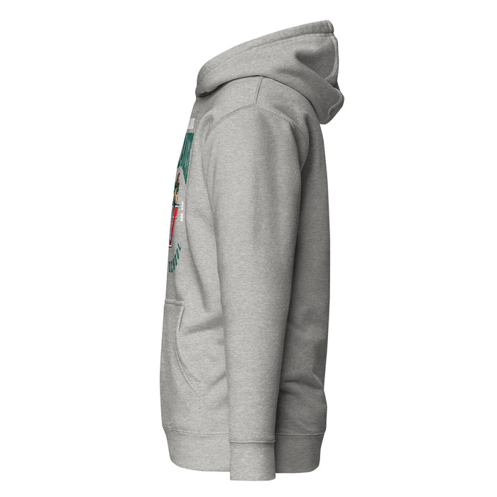 Side view of The Woodlands High School Highlanders Carbon Grey Premium Unisex Hoodie 213