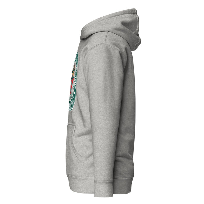 Side view of The Woodlands High School Highlanders Carbon Grey Premium Unisex Hoodie 224
