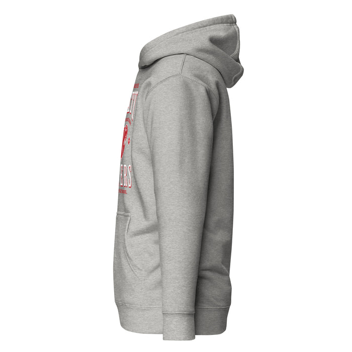 Side view of Katy High School Tigers Carbon Grey Premium Unisex Hoodie 230