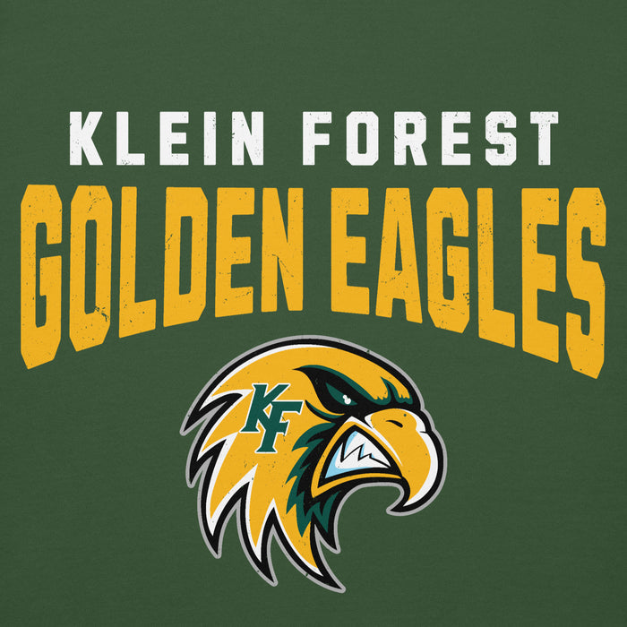 Close-up view of Klein Forest High School Golden Eagles Premium Forest Green Unisex Hoodie 234