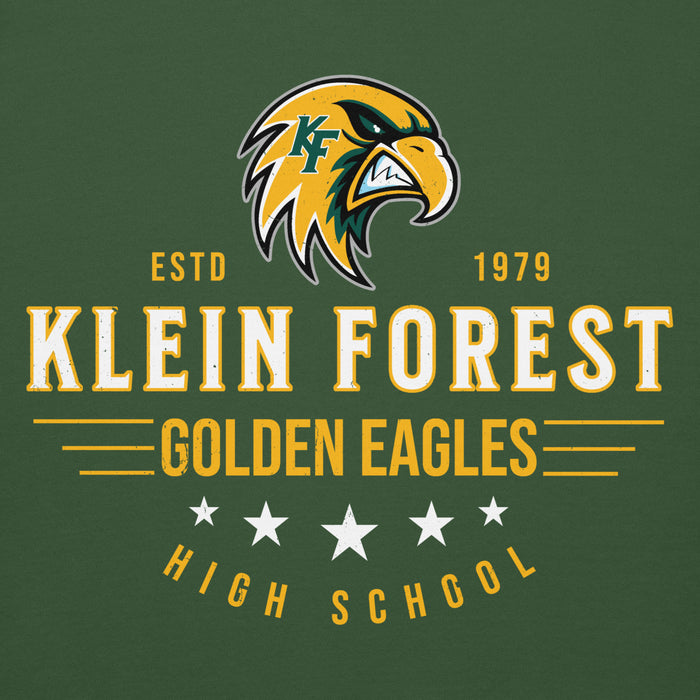Close-up view of Klein Forest High School Golden Eagles Premium Forest Green Unisex Hoodie 217