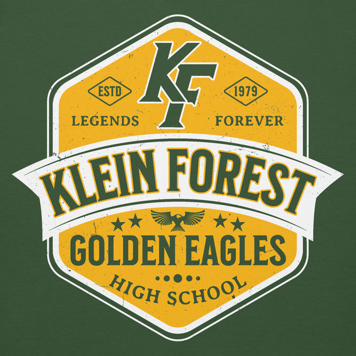 Close-up view of Klein Forest High School Golden Eagles Premium Forest Green Unisex Hoodie 209
