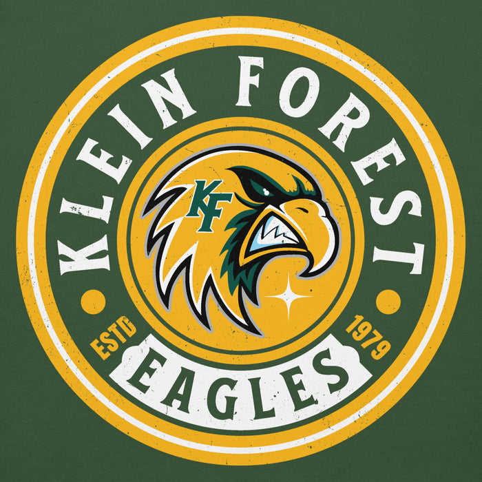 Close-up view of Klein Forest High School Golden Eagles Premium Forest Green Unisex Hoodie 220