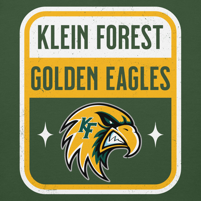 Close-up view of Klein Forest High School Golden Eagles Premium Forest Green Unisex Hoodie 001