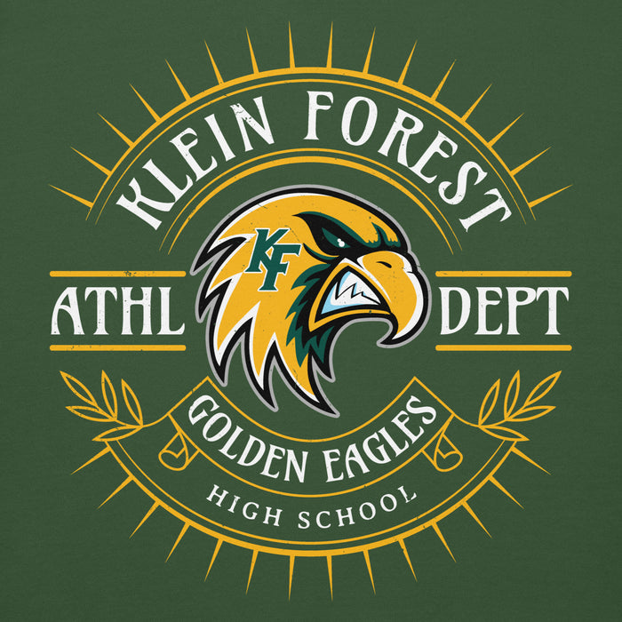 Close-up view of Klein Forest High School Golden Eagles Premium Forest Green Unisex Hoodie 201