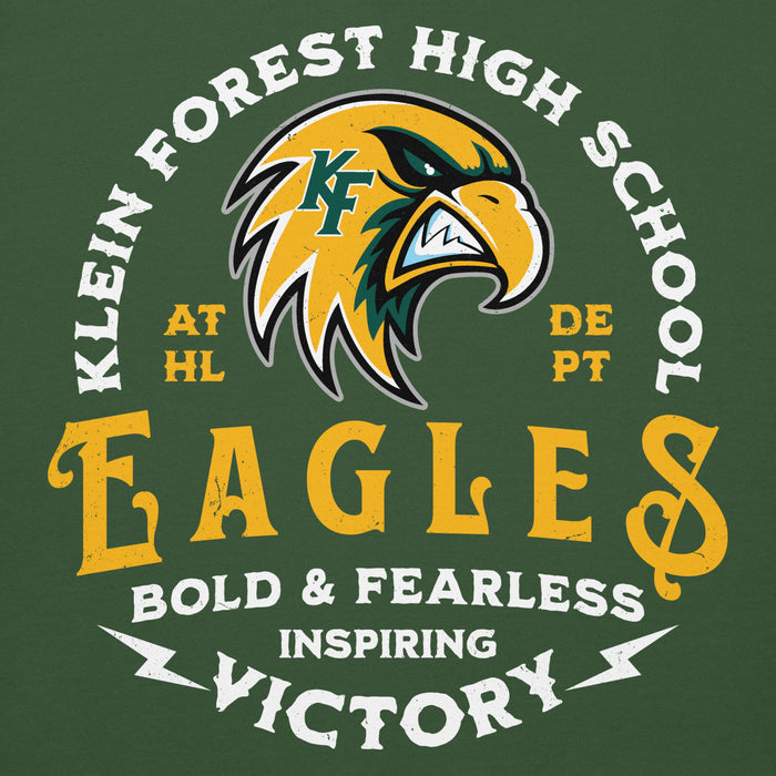 Close-up view of Klein Forest High School Golden Eagles Premium Forest Green Unisex Hoodie 206