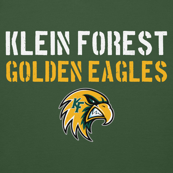 Close-up view of Klein Forest High School Golden Eagles Premium Forest Green Unisex Hoodie 017
