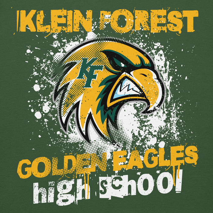 Close-up view of Klein Forest High School Golden Eagles Premium Forest Green Unisex Hoodie 205