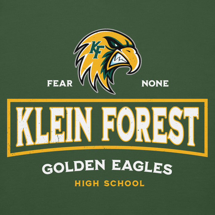 Close-up view of Klein Forest High School Golden Eagles Premium Forest Green Unisex Hoodie 202
