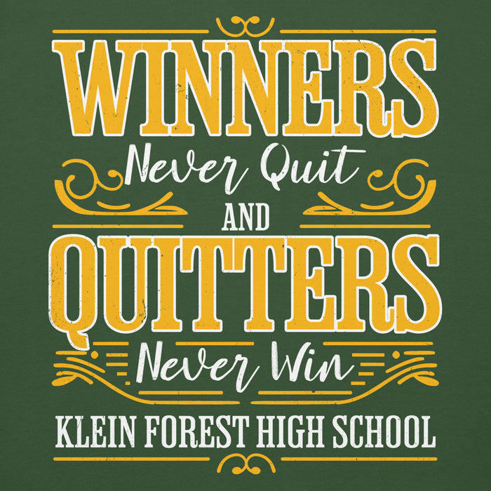 Close-up view of Klein Forest High School Golden Eagles Premium Forest Green Unisex Hoodie 237