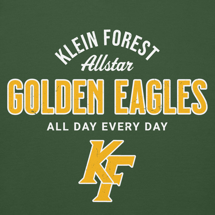 Close-up view of Klein Forest High School Golden Eagles Premium Forest Green Unisex Hoodie 040