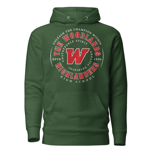 The Woodlands High School Highlanders Forest Green Premium Unisex Hoodie 214