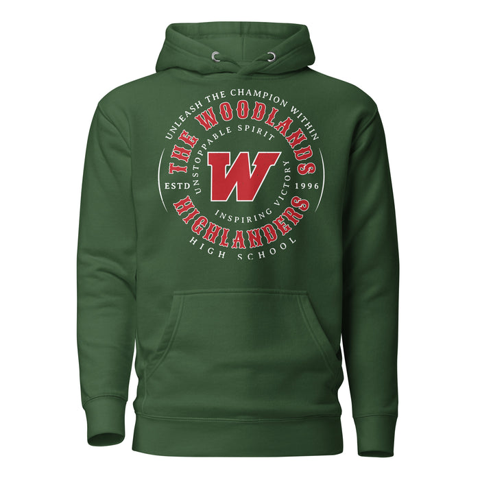 The Woodlands High School Highlanders Forest Green Premium Unisex Hoodie 214