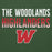 Close-up view of The Woodlands High School Highlanders Forest Green Premium Unisex Hoodie 024