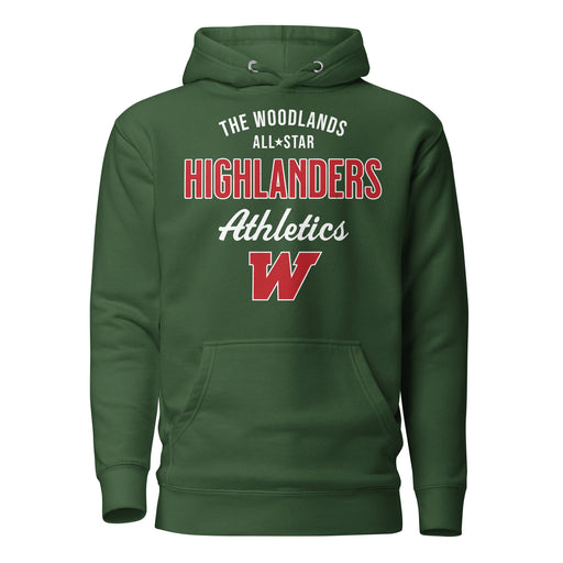 The Woodlands High School Highlanders Forest Green Premium Unisex Hoodie 034
