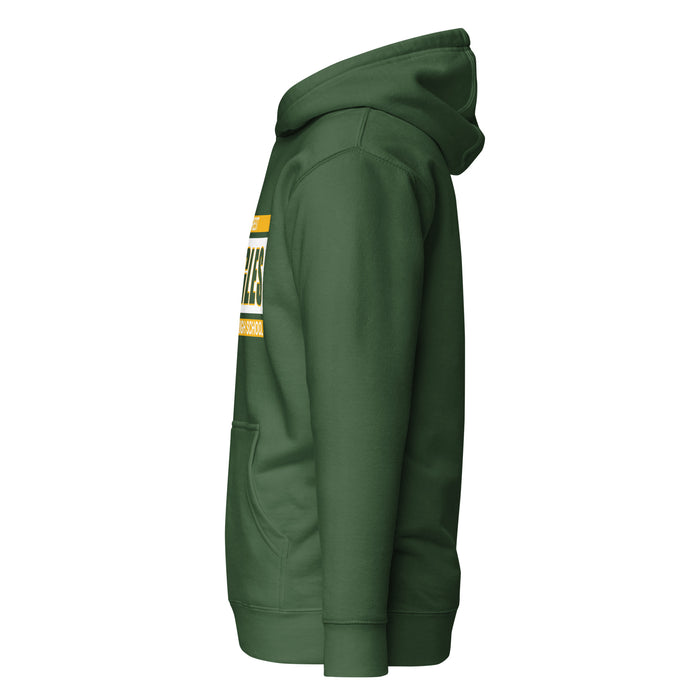Side view of Klein Forest High School Golden Eagles Premium Forest Green Unisex Hoodie 098
