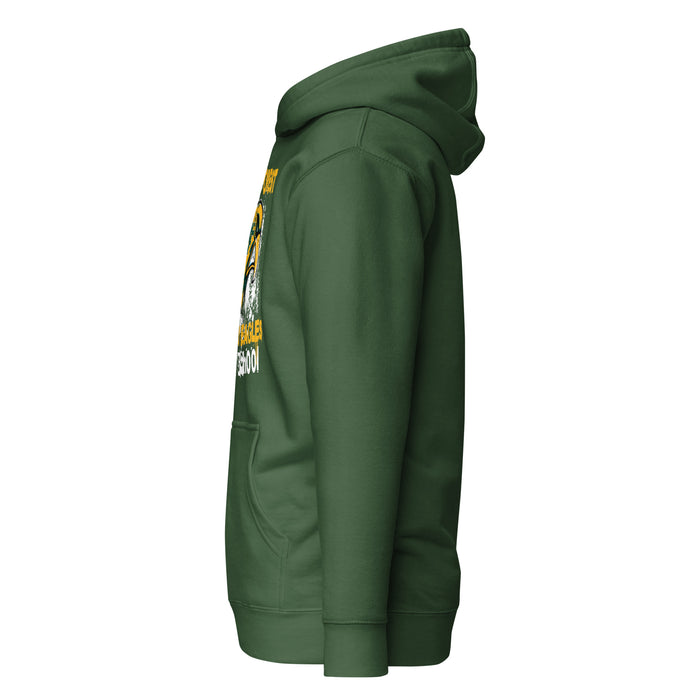 Side view of Klein Forest High School Golden Eagles Premium Forest Green Unisex Hoodie 205