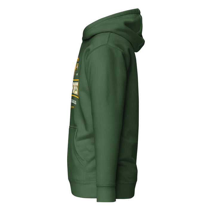 Side view of Klein Forest High School Golden Eagles Premium Forest Green Unisex Hoodie 202
