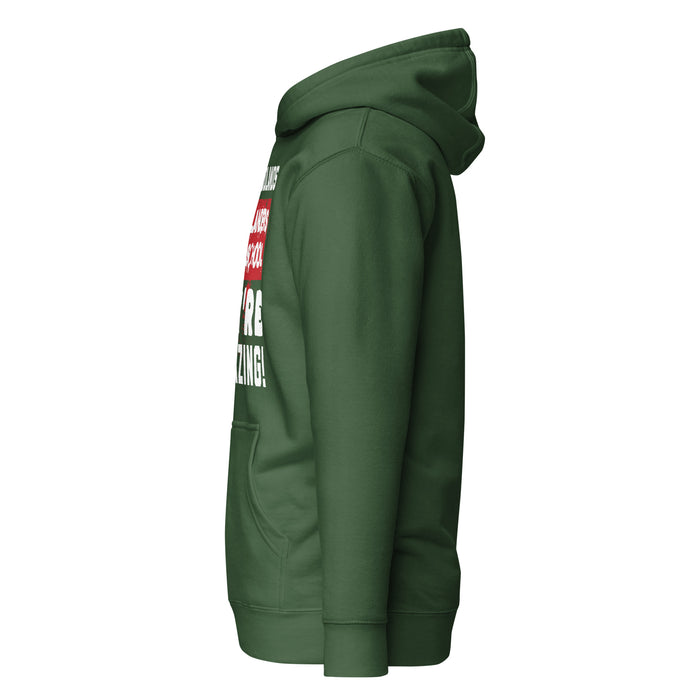 Side view of The Woodlands High School Highlanders Forest Green Premium Unisex Hoodie 231