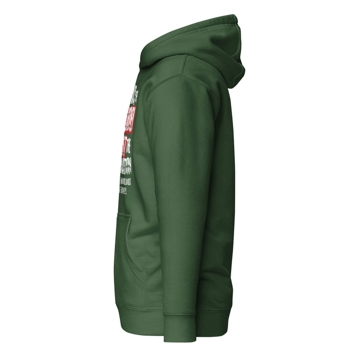 Side view of The Woodlands High School Highlanders Forest Green Premium Unisex Hoodie 232