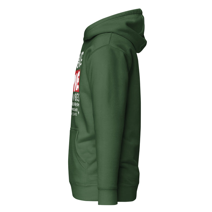 Side view of The Woodlands High School Highlanders Forest Green Premium Unisex Hoodie 240