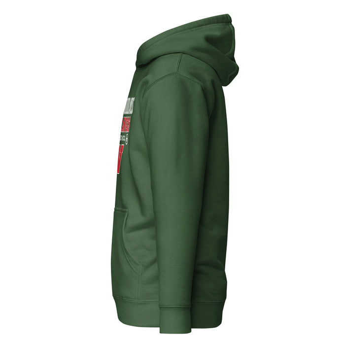 Side view of The Woodlands High School Highlanders Forest Green Premium Unisex Hoodie 003