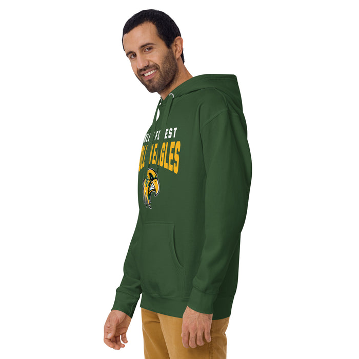 Man wearing Klein Forest High School Golden Eagles Premium Forest Green Unisex Hoodie 234