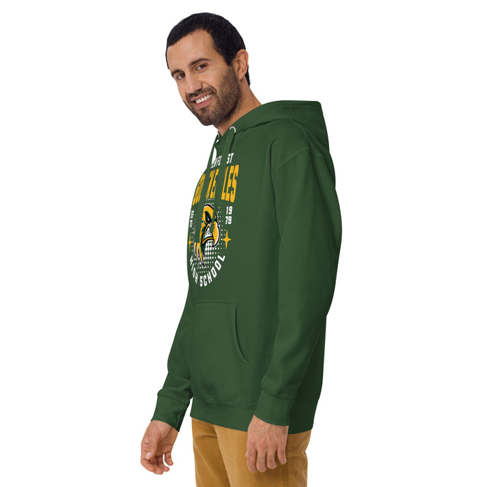 Man wearing Klein Forest High School Golden Eagles Premium Forest Green Unisex Hoodie 204