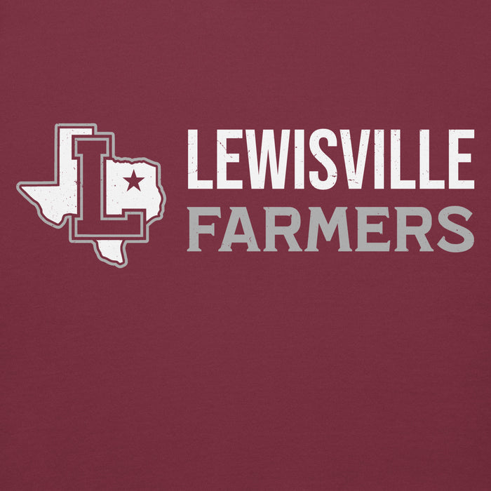 Close-up view of Lewisville High School Farmers Maroon Premium Unisex Hoodie 200