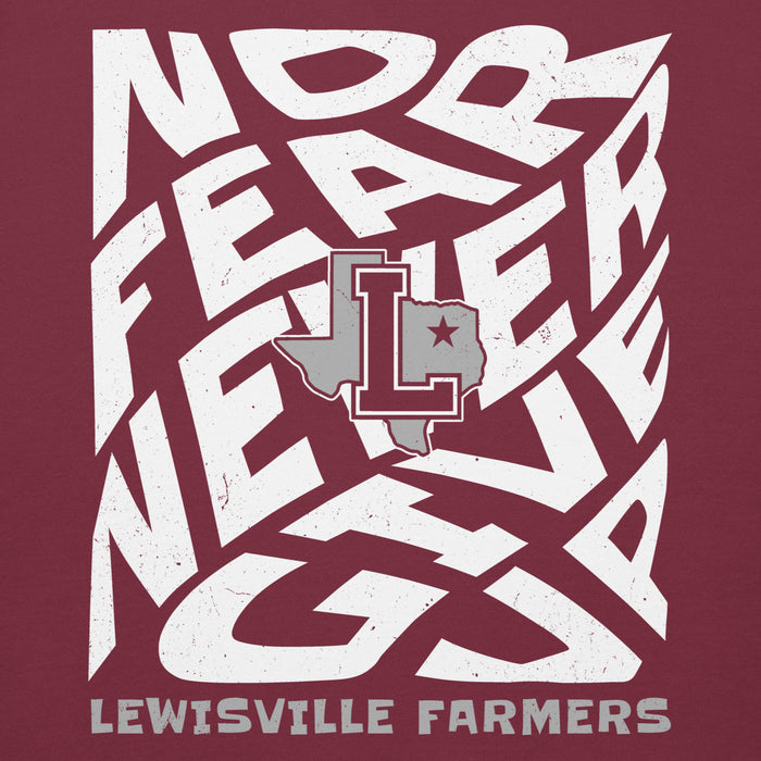 Close-up view of Lewisville High School Farmers Maroon Premium Unisex Hoodie 236