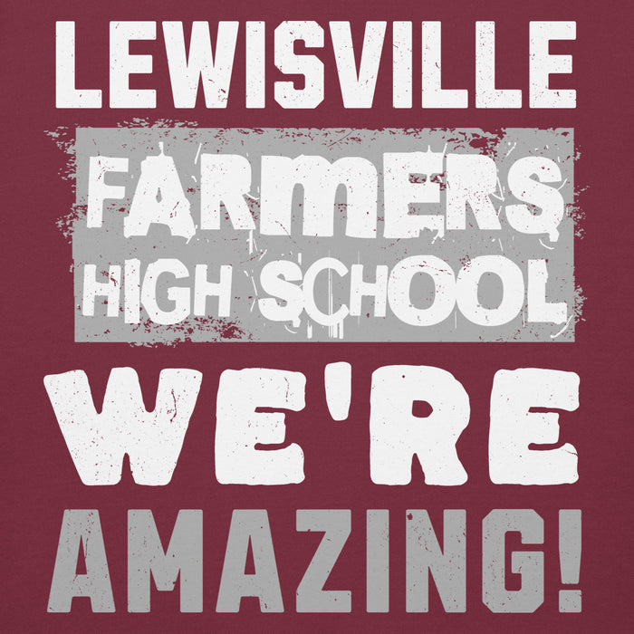Close-up view of Lewisville High School Farmers Maroon Premium Unisex Hoodie 231