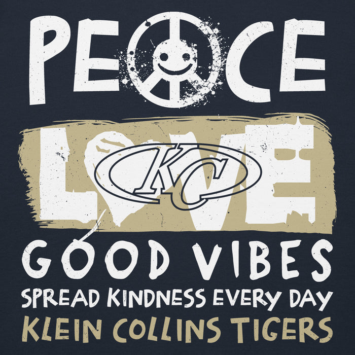 Close-up view of Klein Collins High School Tigers Navy Blue Premium Unisex Hoodie 240