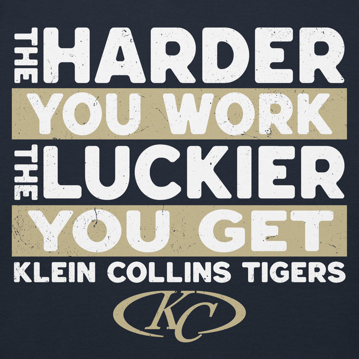 Close-up view of Klein Collins High School Tigers Navy Blue Premium Unisex Hoodie 238