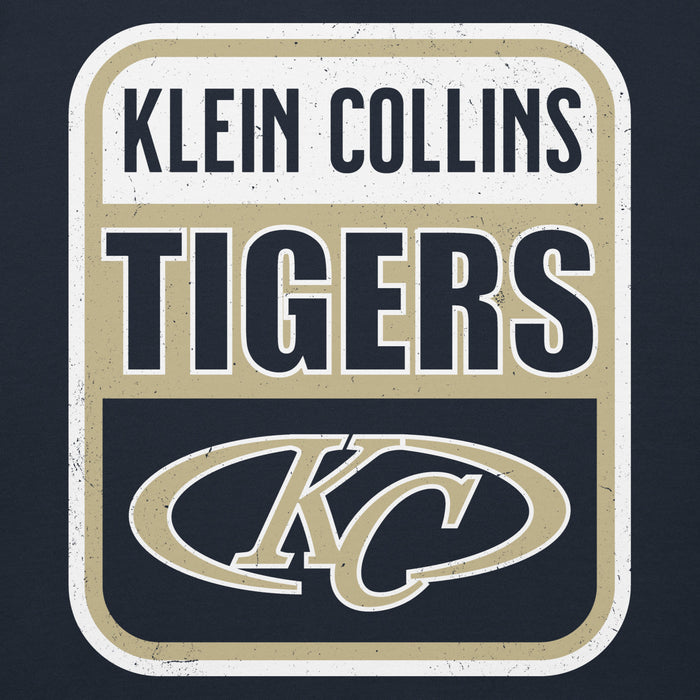 Close-up view of Klein Collins High School Tigers Navy Blue Premium Unisex Hoodie 001