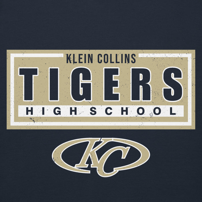 Close-up view of Klein Collins High School Tigers Navy Blue Premium Unisex Hoodie 049