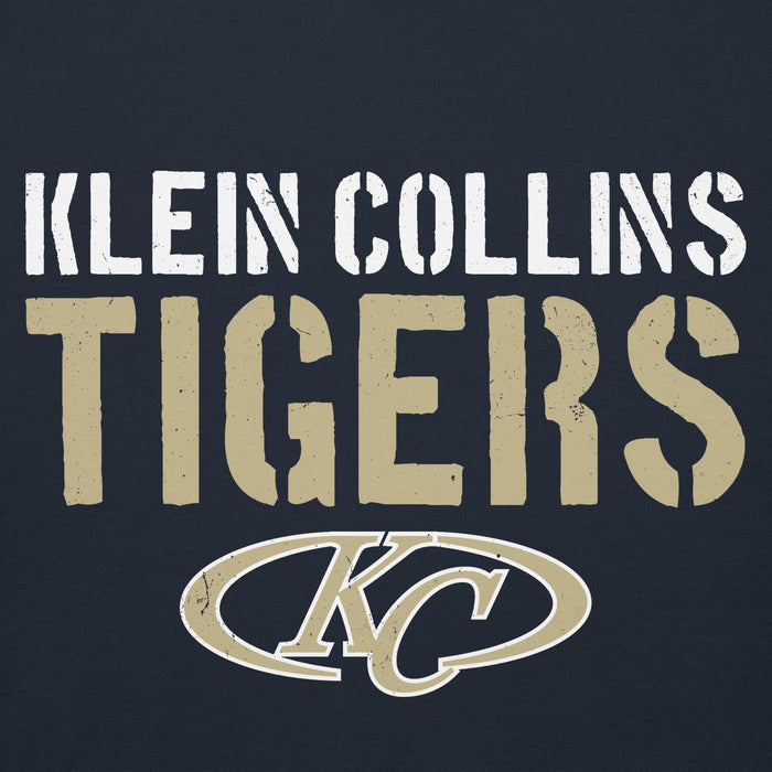 Close-up view of Klein Collins High School Tigers Navy Blue Premium Unisex Hoodie 017