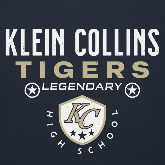 Close-up view of Klein Collins High School Tigers Navy Blue Premium Unisex Hoodie 003